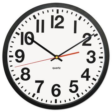Universal® Large Numeral Clock With Auto Daylight Savings Adjustment, 13" Overall Diameter, Black Case, 1 Aa (sold Separately) freeshipping - TVN Wholesale